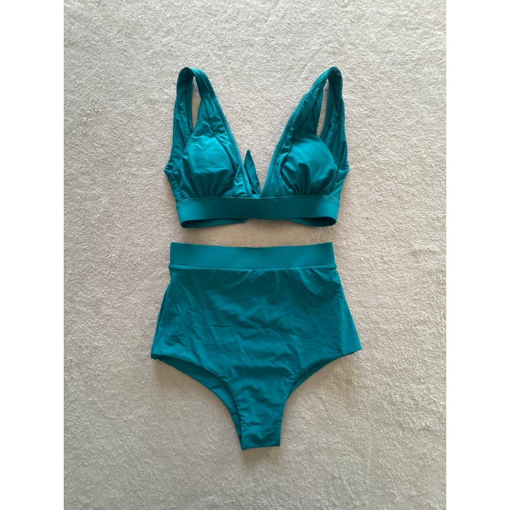 Hoaka x Lachapelle Atelier Teal High Waisted Bikini Set Repreve Recycled Small